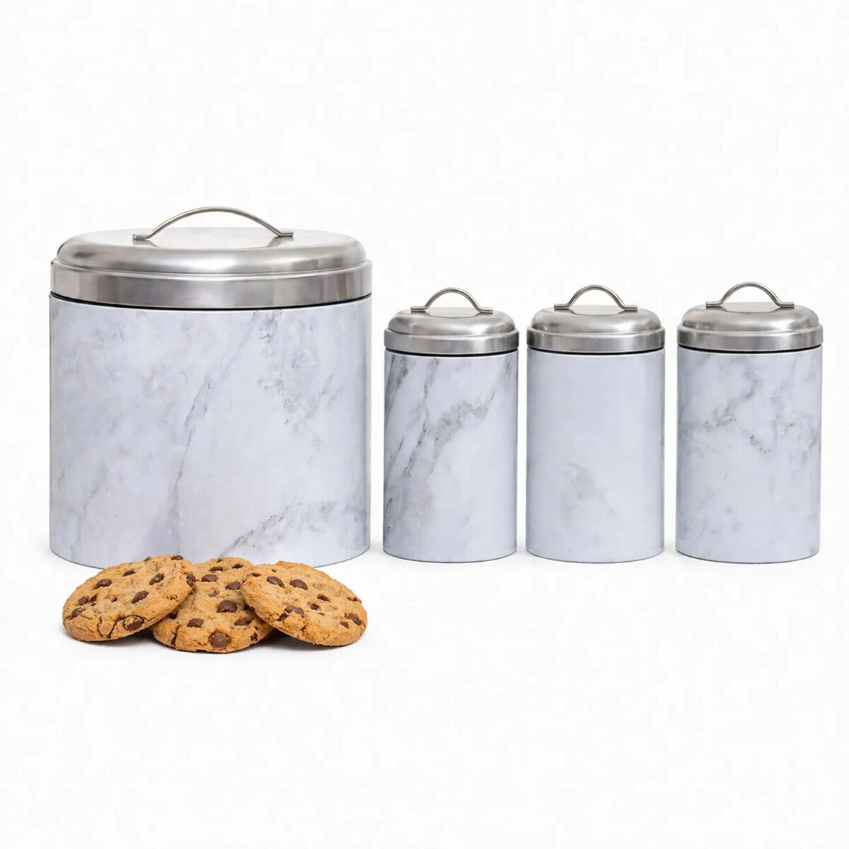 4 Piece Marble Effect Kitchen Storage Set