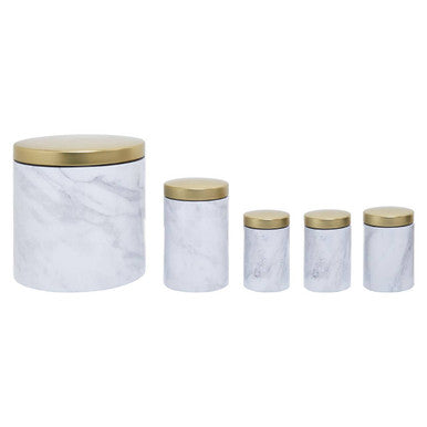 5 Piece Kitchen Storage Set in Marble Effect