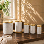 5 Piece Kitchen Storage Set in Marble Effect