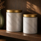 5 Piece Kitchen Storage Set in Marble Effect