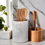 White Marble Effect Utensil Holder
