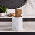 White Marble Effect Utensil Holder