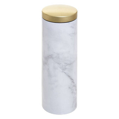 White Marble Effect Pasta Canister with Gold Lid