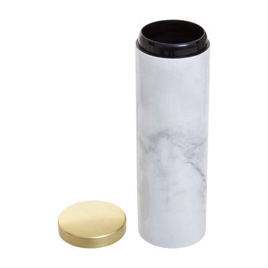 White Marble Effect Pasta Canister with Gold Lid