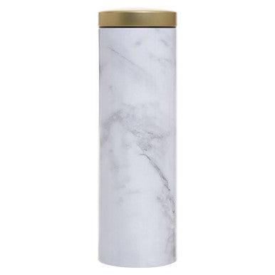 White Marble Effect Pasta Canister with Gold Lid