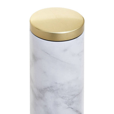 White Marble Effect Pasta Canister with Gold Lid