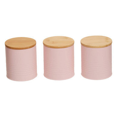 Set Of Three Pink Canisters