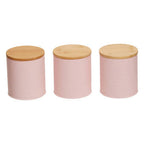 Set Of Three Pink Canisters
