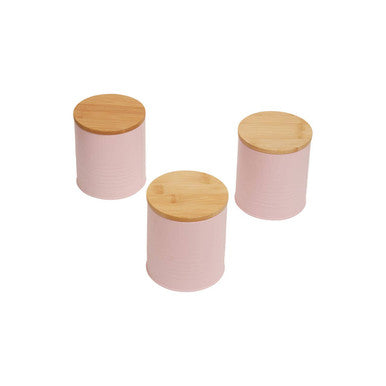 Set Of Three Pink Canisters