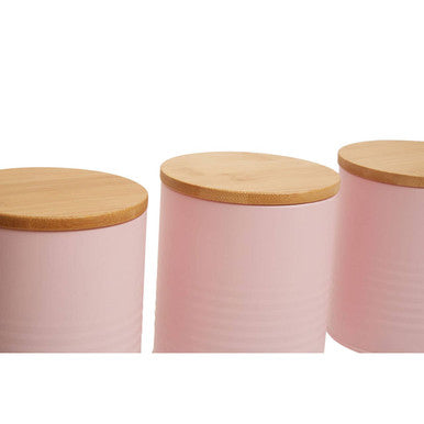 Set Of Three Pink Canisters