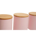 Set Of Three Pink Canisters
