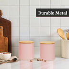 Set Of Three Pink Canisters