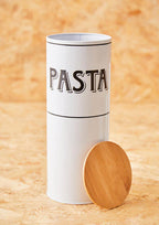 White Metal Pasta Canister