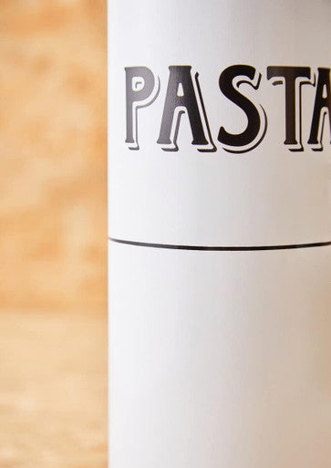 White Metal Pasta Canister