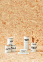 White Metal Pasta Canister