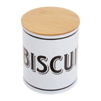 Grocer White Metal Biscuit Canister