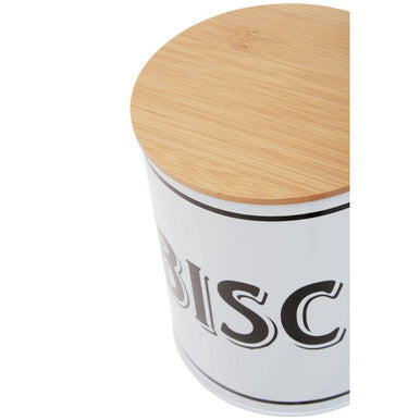 Grocer White Metal Biscuit Canister