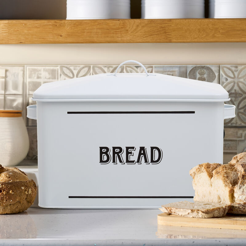 White Metal Bread Bin