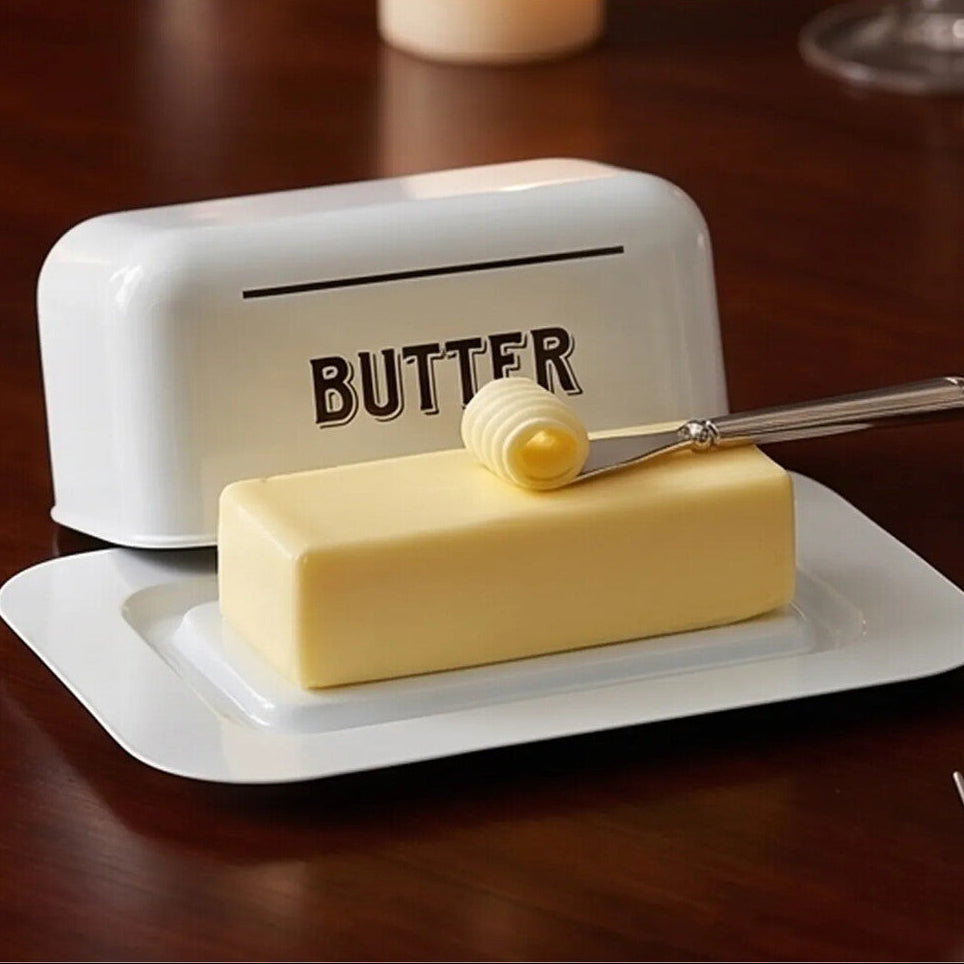 White Metal Butter Dish
