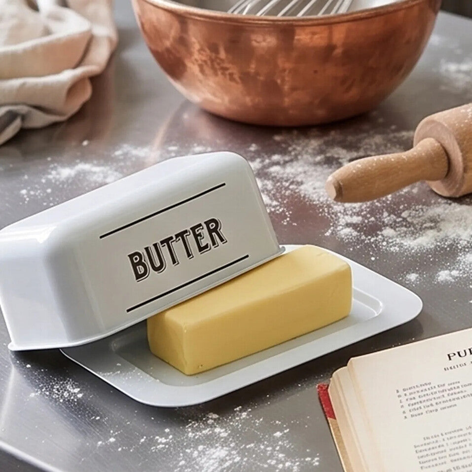 White Metal Butter Dish