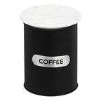 Black Enamel Coffee Canister With White Marble Lid