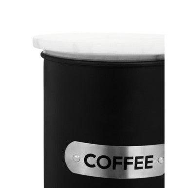 Black Enamel Coffee Canister With White Marble Lid