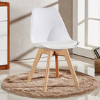 White Halo Dining Table & Set of 4 Lorenzo Jamie Tulip Dining Chairs with Padded Seat