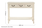 Ivory Wooden 3 Drawer Console Table with Lower Shelf