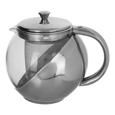 650ml Grey Stainless Steel And Glass Teapot