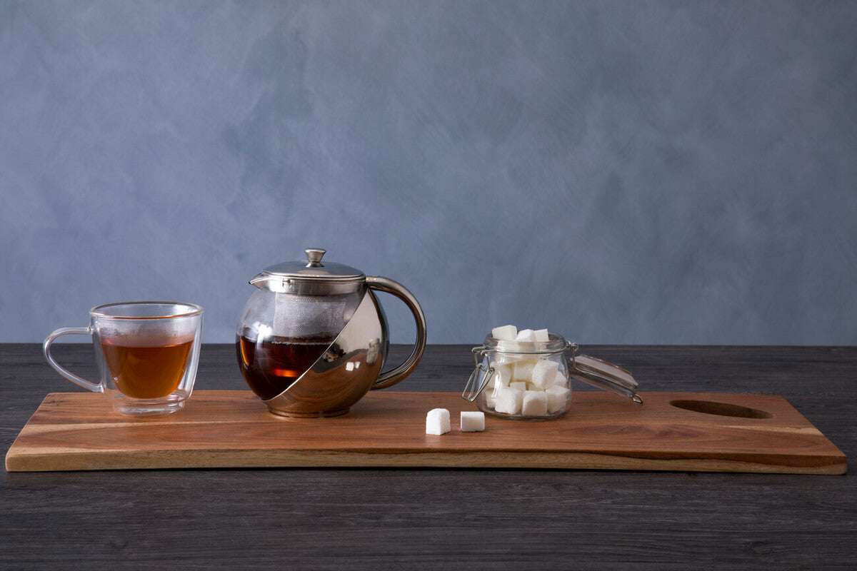 650ml Grey Stainless Steel And Glass Teapot