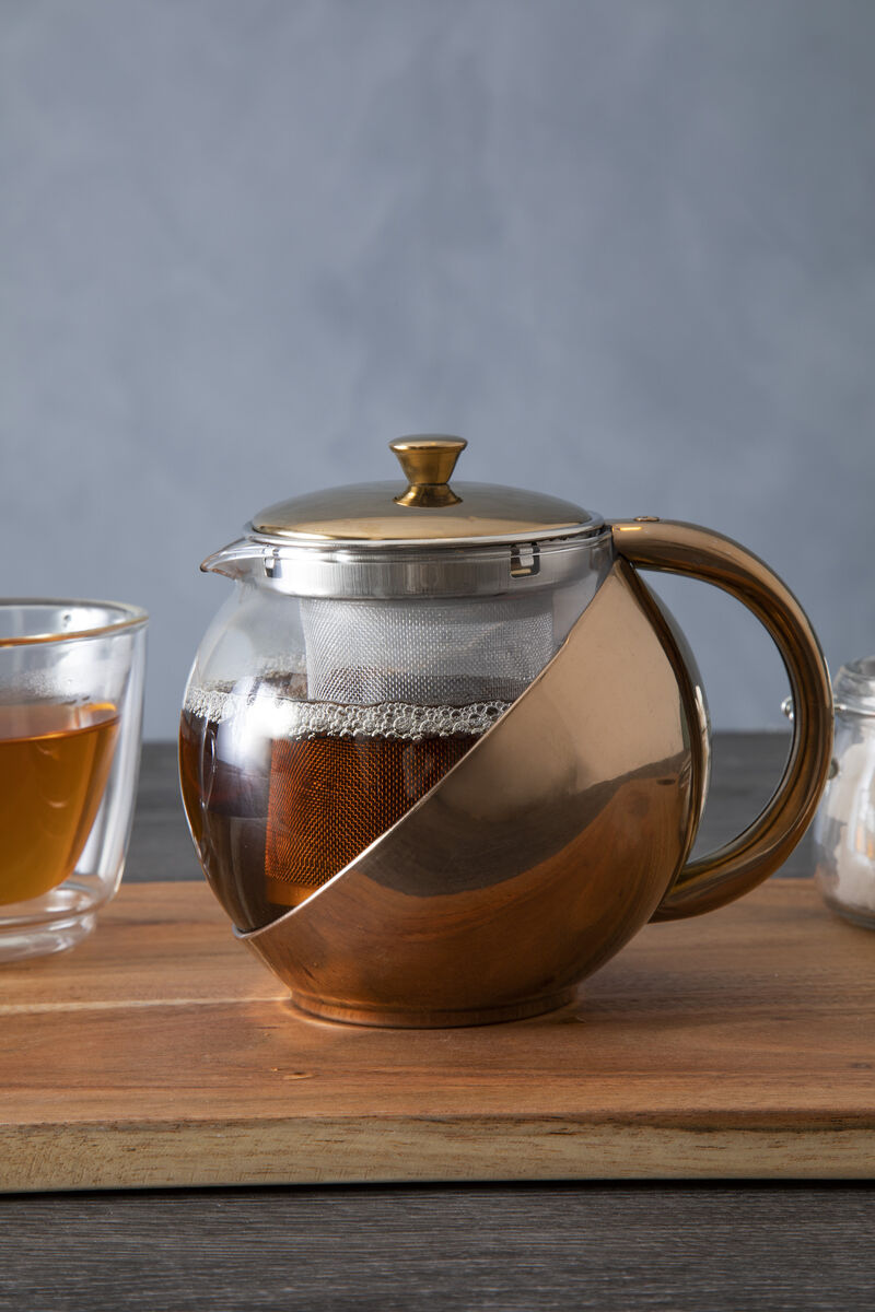 Stainless Steel Teapot with Copper Finished Infuser