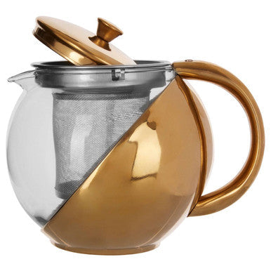 Gold Finish Glass 600 ml Teapot With Infuser