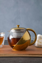 Gold Finish Glass 600 ml Teapot With Infuser