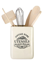 Vintage Home Cream Utensil Holder with 6 Utensils