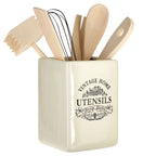 Vintage Home Cream Utensil Holder with 6 Utensils