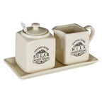 Cream Square Sugar and Milk Set