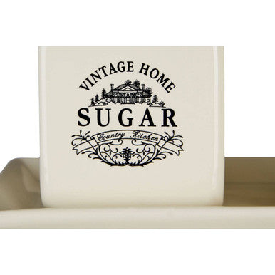 Cream Square Sugar and Milk Set