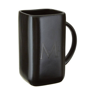 Black Glaze Mug with Text Detail