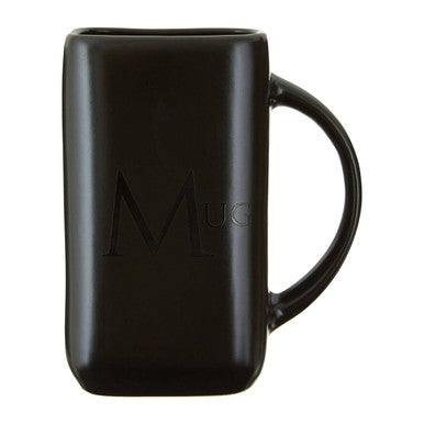Black Glaze Mug with Text Detail