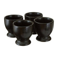 Set of Four Black Egg Cups with Etched Text