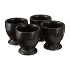 Set of Four Black Egg Cups with Etched Text