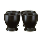 Set of Four Black Egg Cups with Etched Text