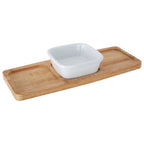 Natural Bamboo Snack Tray with White Dipping Bowl