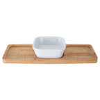 Natural Bamboo Snack Tray with White Dipping Bowl