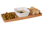 Natural Bamboo Snack Tray with White Dipping Bowl