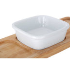 Natural Bamboo Snack Tray with White Dipping Bowl