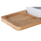 Natural Bamboo Snack Tray with White Dipping Bowl