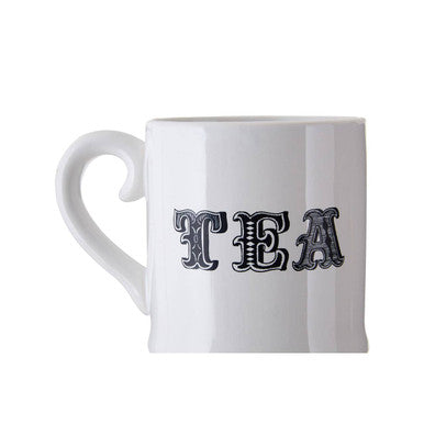 White Mug with Black Lettering