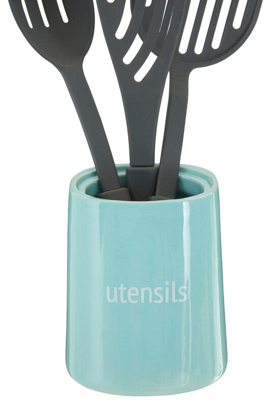 Blue Ceramic Utensil Holder