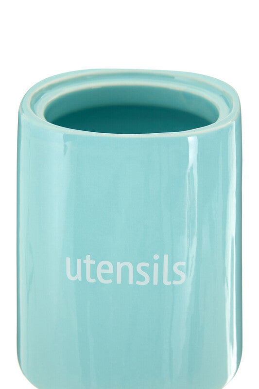 Blue Ceramic Utensil Holder